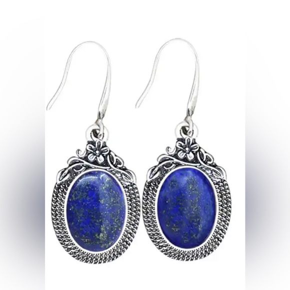 Lapis Lazuli Fish Hook Earrings - Picture 1 of 1